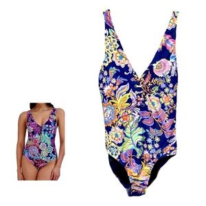 BcbgMaxAzria One-Piece Floral Swimsuit Size Small NWT Bold Floral Print